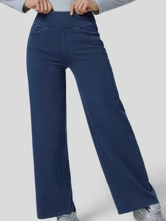 

2024 Summer European American Women s Fashionable Slim Fit Wide-Leg Jeans Medium темно-синий