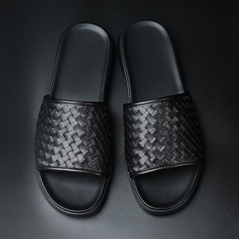 Plain version dynamic cool slippers men's summer toe flip-flops men's cowhide sandals men's shoes first layer beach shoes comfortable