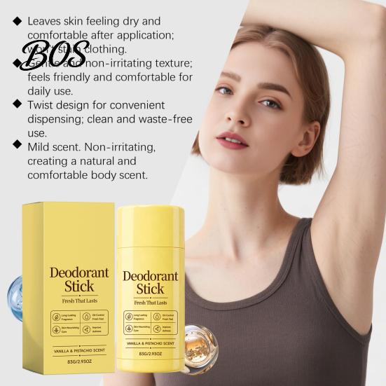 Men Deodorant Stick 83G Vanilla & Pistachios Stick, Odor Protection Perfumed for Women Travel Men, Long Lasting Fresh Scent Underarm Care Cream