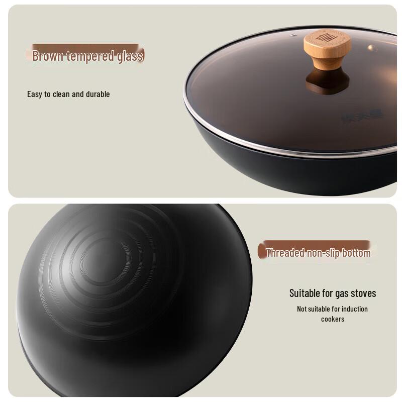 Chuidahuang 32cm Round Bottom Pre-Seasoned Iron Wok