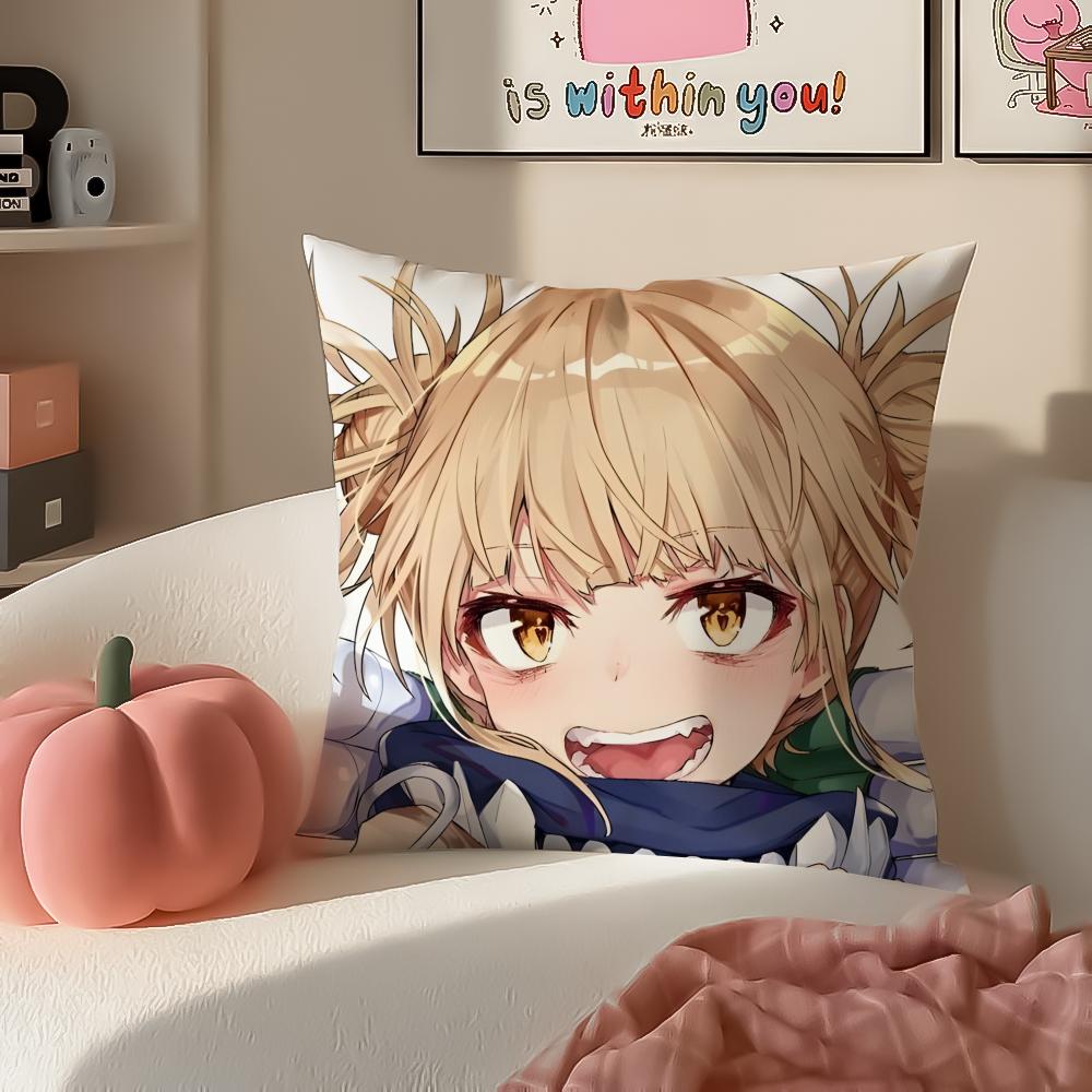 Popular HHimiko Toga My Hero Academia Cushion Cover Pillowcase Short Plush Invisible Zipper Room Sofa Cushion Cover