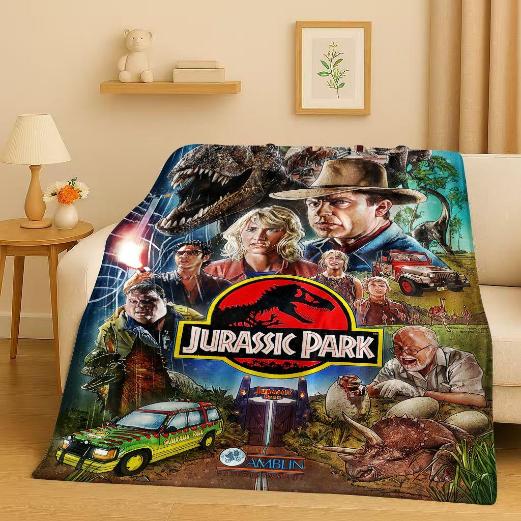 Coperta in Flanella Cartoon Dinosauro Jurassic Park 3D, Coperta Morbida Calda in Peluche per Casa Camera da Letto Letto Divano Copertura Ufficio Campeggio