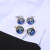 Classic Glass Cabochon World Map Picture Mens Cufflinks Business Wedding Formal Weather Map Pattern Round Sleeve Button