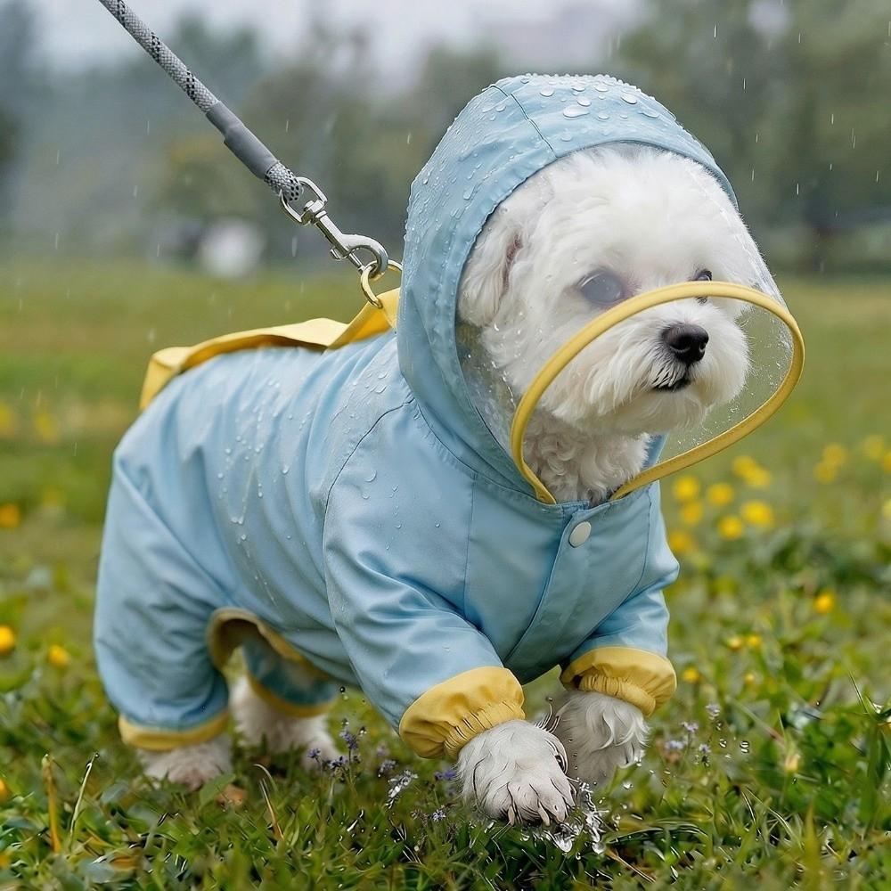Waterproof Dog Hooded Raincoat Windproof Four-legged Raincoat Dog Rain Cloak Small Medium Dog