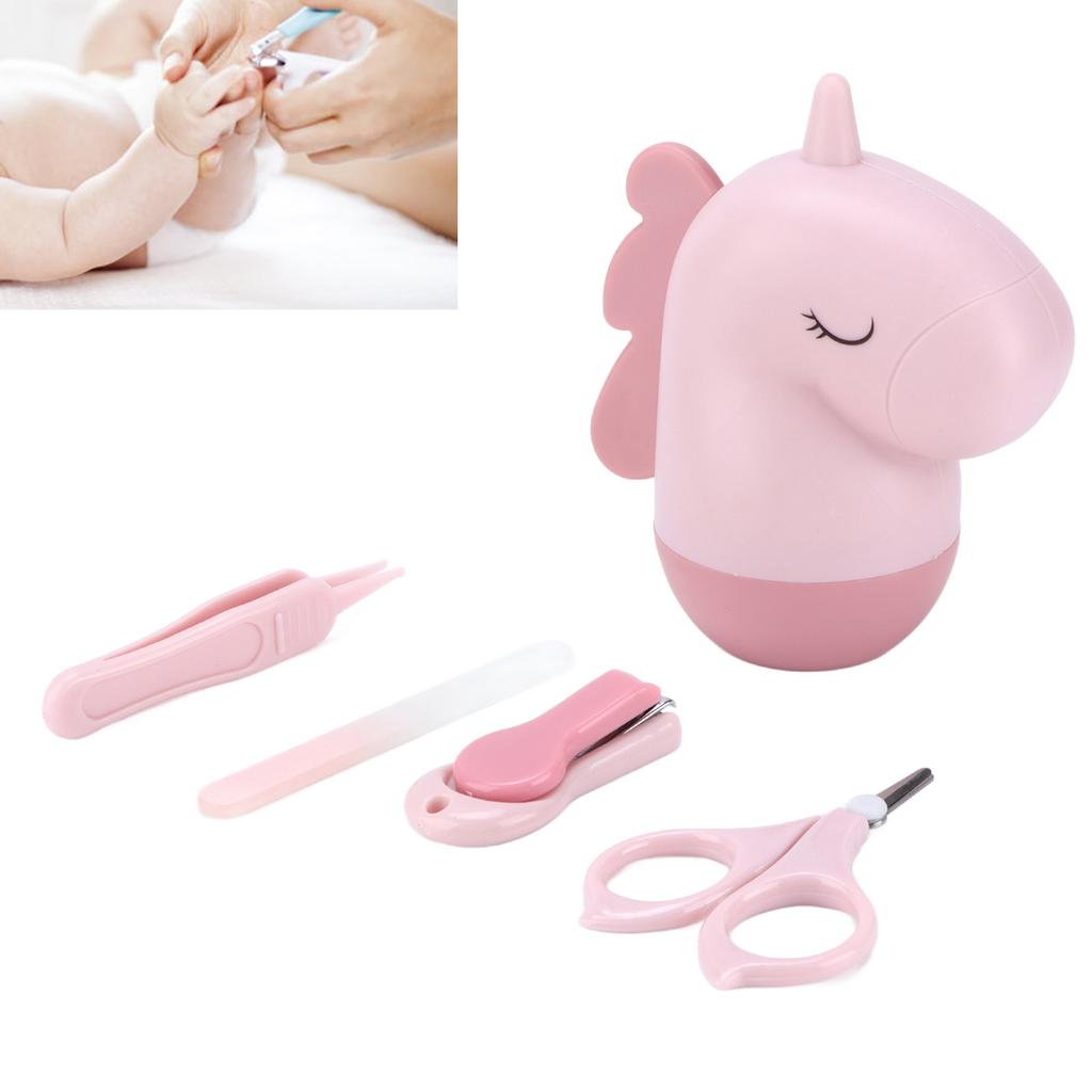 Nail Clippers Kit Cartoon Shape Stainless Steel Baby Nail Trimmer with Tweezers Nail File Storage Box for Baby Nail Care