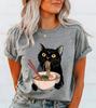 Cat Eating Ramen T-Shirt, Funny Kitty Graphic Tee