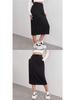 European-American Casual Elastic Waist Slit Skirt