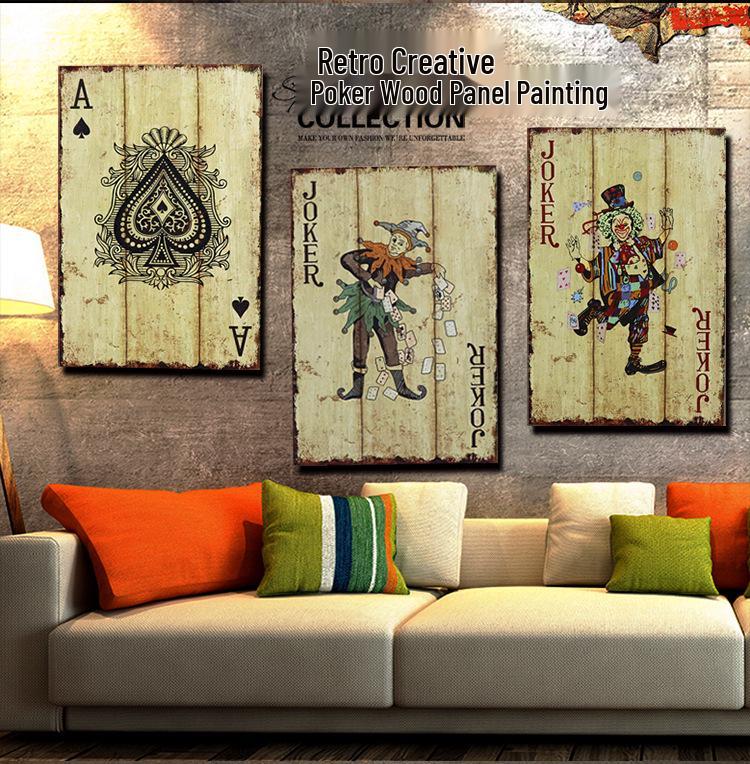 Vintage Playing Cards Wall Art for Bar, Cafe, or Living Room Decor