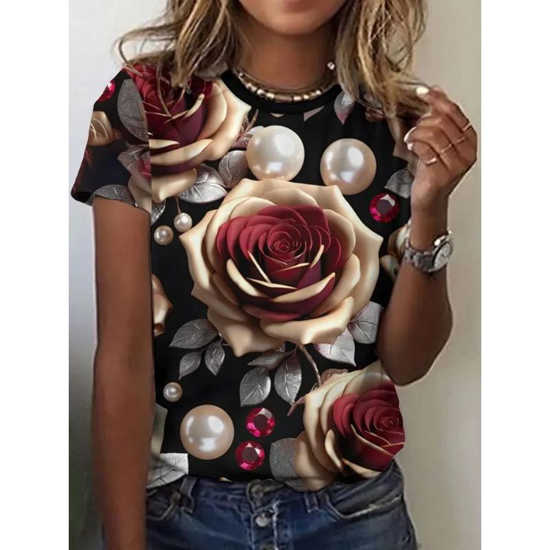 

3D Printed Fashion Women s T-shirt Summer Breathable Versatile Trend XS