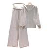 European & American Women's Hooded Jacket & Wide-Leg Pants Knit Two-Piece Set for Spring & Autumn