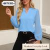 Women's Fashion Casual Long Sleeve V-Neck Blouses & Shirts