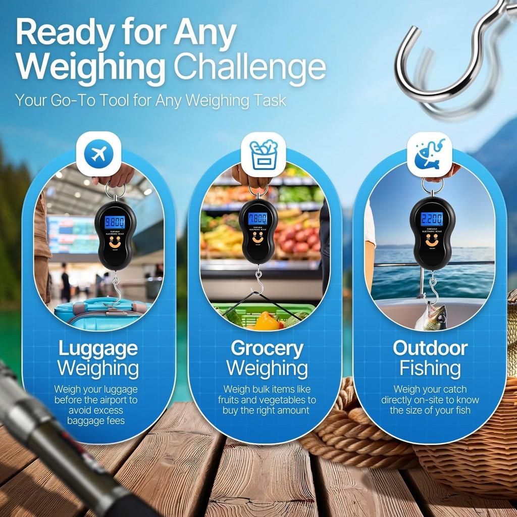 Electronic 50Kg 10g Hanging Scale LCD Kitchen Digital Scale BackLight Fishing Weights Pocket Scale Travel Luggage Scales