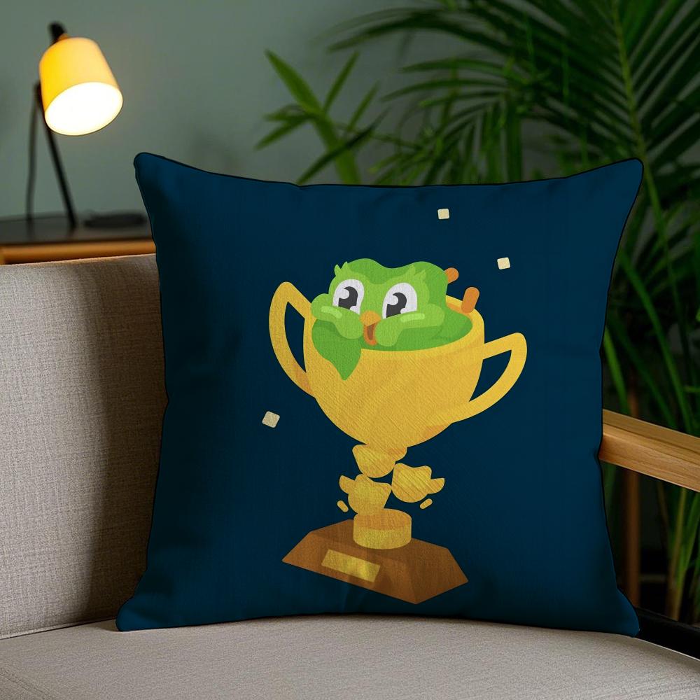 Cute D-Duolingos Cushion Cover Soft Short Plush Double-Sided Printing Home Decor Machine Washable Pillow Case Gift