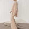 GMXIA Women's Half Turtleneck Sweater Set Irregular Bevelled Sweater + Knitted Wide Leg Pants Two Piece Set