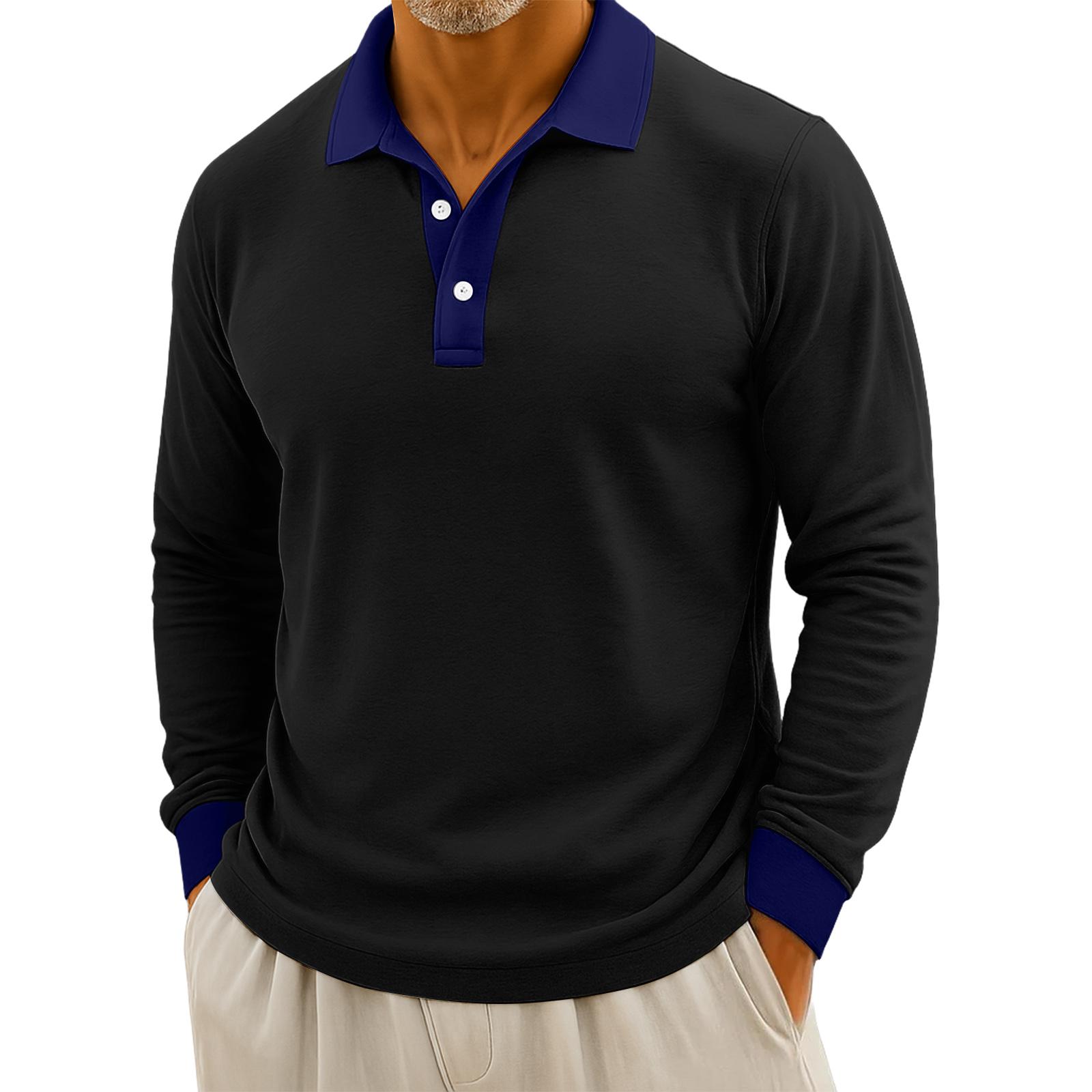 

Мужские повседневные топы с длинными рукавами на пуговицах в стиле колор-блок L