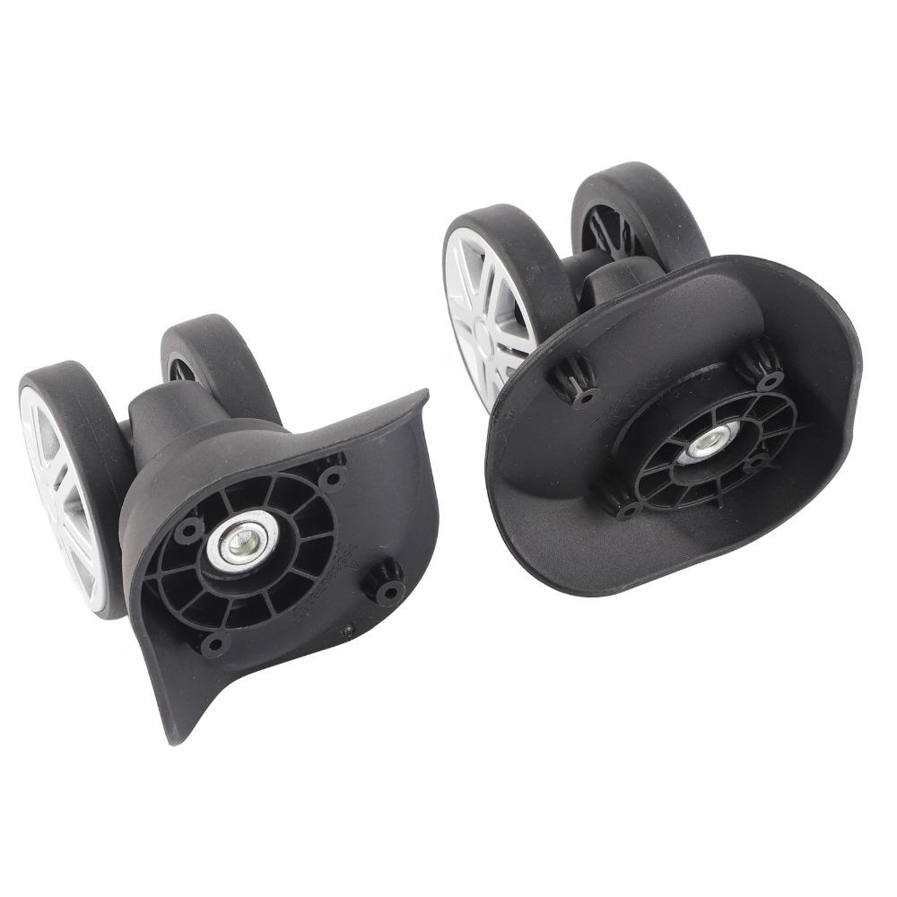 1 Pair Durable Mute Luggage Wheels Double Row Black Suitcase Wheels 360° Rotation Luggage Caster Wheels Travel Box Repair