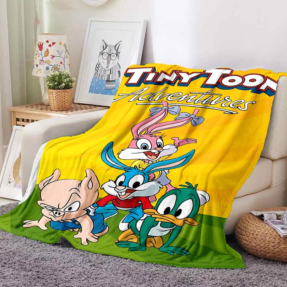 1pc Tiny Toon Adventures Flannel Throw Blanket - HD Printed Lightweight Soft Warm All-Season Blanket for Sofa, Bed, Travel006