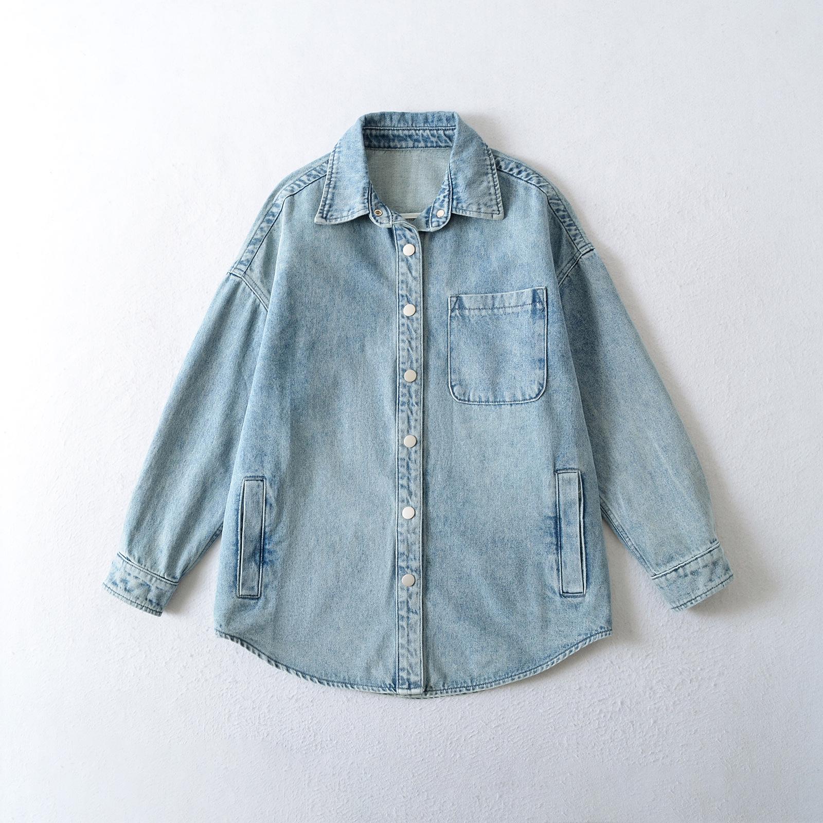 Шикарная Ретро Джинсовая Куртка в Стиле Бойфренд, Стройнящая, Потертая Large синий