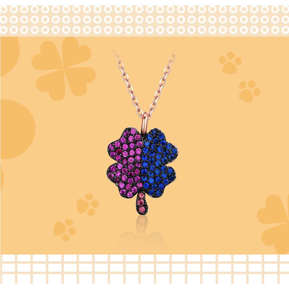 Umcho Double Color Clover Necklace 925 Sterling Silver Pendants Necklace For Women Anniversary Birthday Gift Fine Jewelry