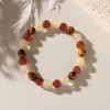 Festive Gifts Red Agate And Citrine Beaded Bracelet With Gold Accents Warm Fashion Jewelry Daily Wear Simple Versatile Accessory
