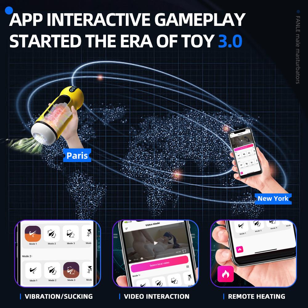 Bluetooth Heating Male Masturbator Mecha Auto Vagina Blowjob Pussy Penis Pump Sex Machine APP Masturbation Cup Sex Toys for Men