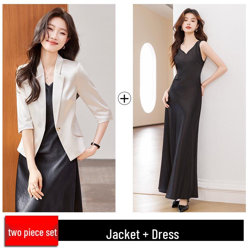 Women's Petite Acetate Satin Blazer & Dress Set - Spring 2026 Collection