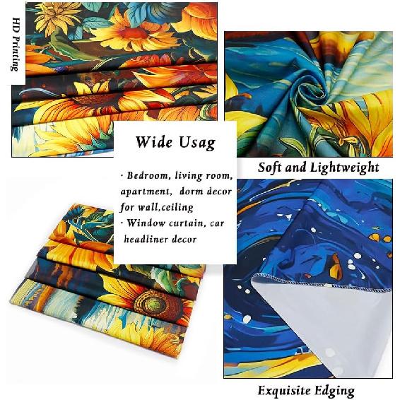 Yuiqear Sunflower Starry Sky Tapestry Galaxy Space Tapestries Mysterious Mountain River Wall Decor Fantasy Landscape Tapestry for Bedroom