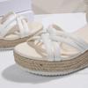 Mode Sommer Bequeme Keilabsatz Verstellbarer Riemen Damen Sandalen Böhmisch Lässige Strandsandalen für Frau Quadratischer Absatz Damen Sandalen