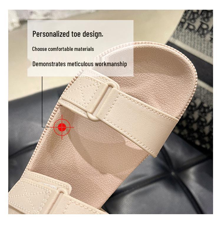 2024 Damen Sandalen im koreanischen Stil mit flachem Klettverschluss - Bequem, trendig römisches Ein-Riemen-Design für den Sommer
