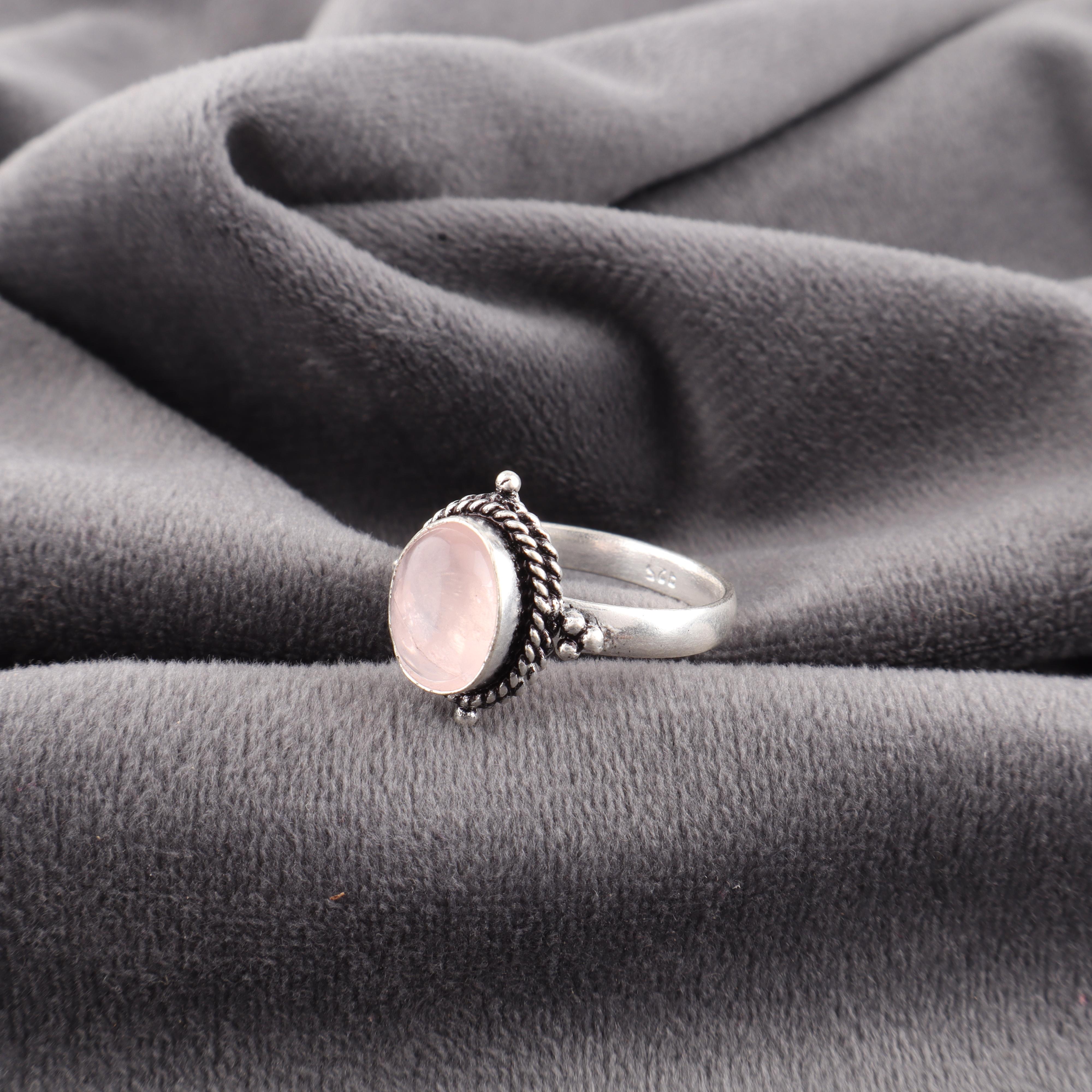 

Adorable Rose Quartz Jewelry, 925 Solid Sterling Silver Ring, Handmade Gemstone Jewelry Ring For Memorial Day 6 розовый