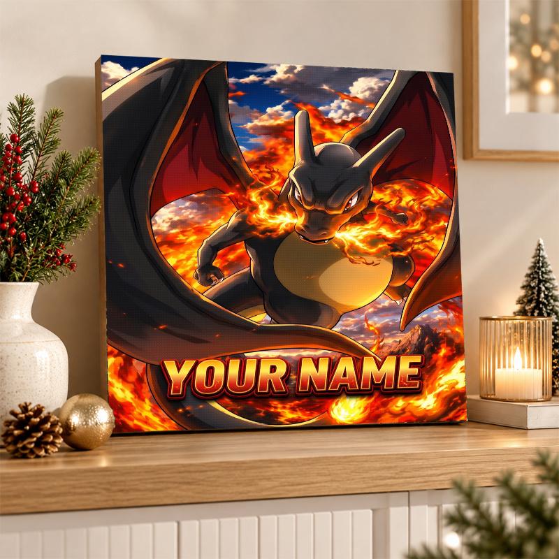 Charizard Custom Name Diamond Painting Personalized 5D Full Drill DIY Diamond Art Home Decor