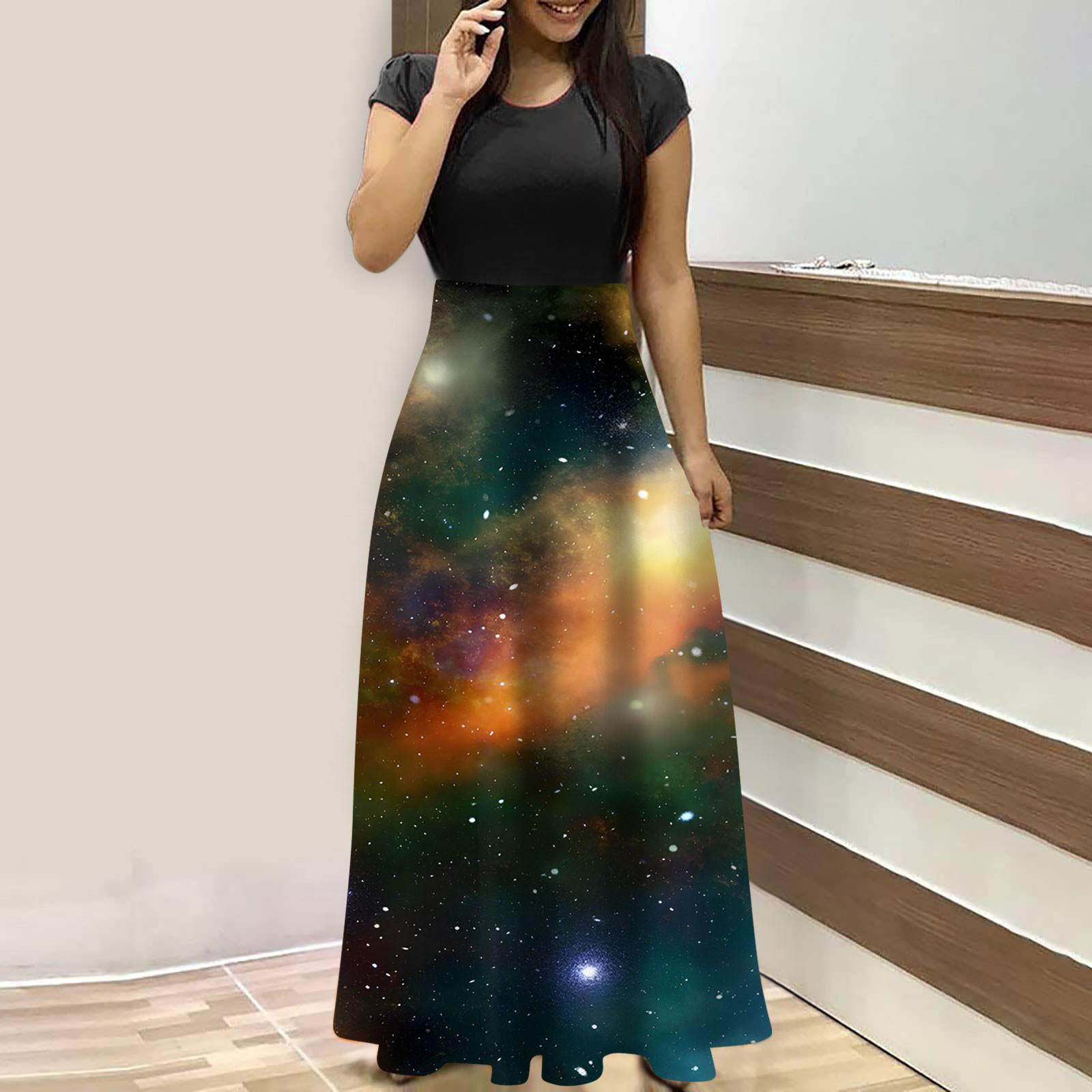 

Женские модные повседневные свободные платья с круглым вырезом и коротким рукавом S оранжевый