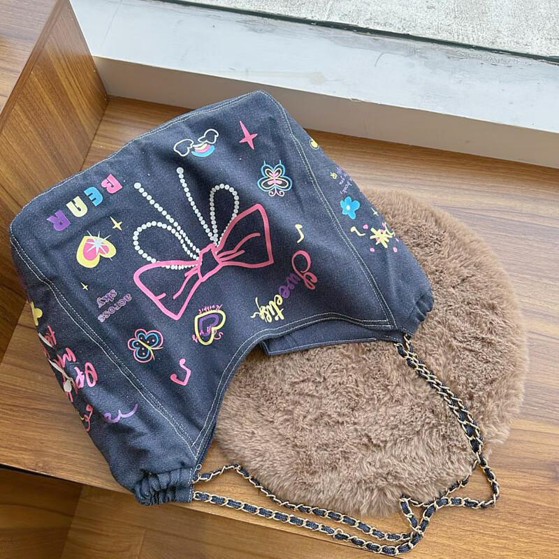 Джинсовая сумка через плечо REWELL со шнурком и бантом