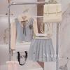 2023 Girls' Stylish Two-Piece: Fake College Style Pleated Skirt Suit for Spring and Autumn