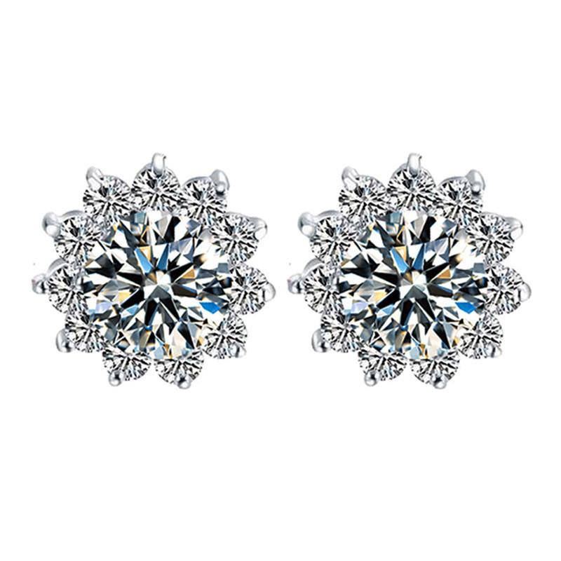 

Accessories, white gold round diamond sunflower stud earrings ol earrings