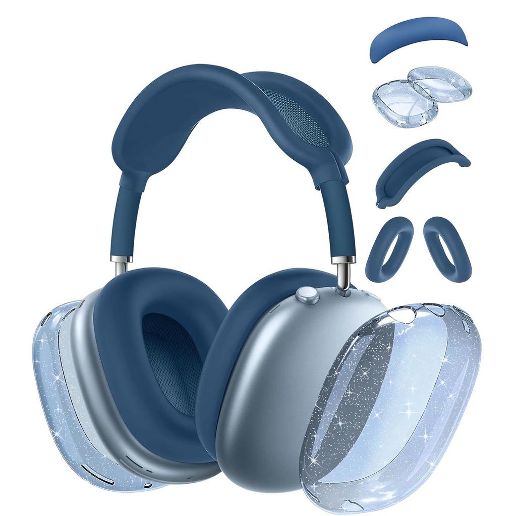 Applicable AirPods Max Over-Ear Headphones Transparent Glitter Silicone Case