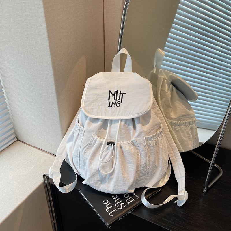 Casual canvas backpack bag women's summer new fashion letter backpack college style large capacity schoolbag