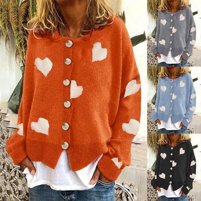 2024 Autumn/Winter Women's Heart Knit Cardigan Sweater for Europe and America