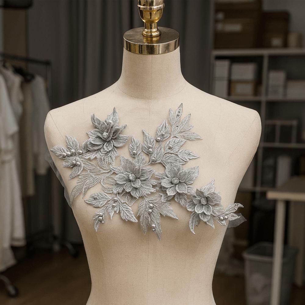 Luxury 3D Flower Patch Flower Embroidery Flower Embroidered Patches  Bridal Gown Decor