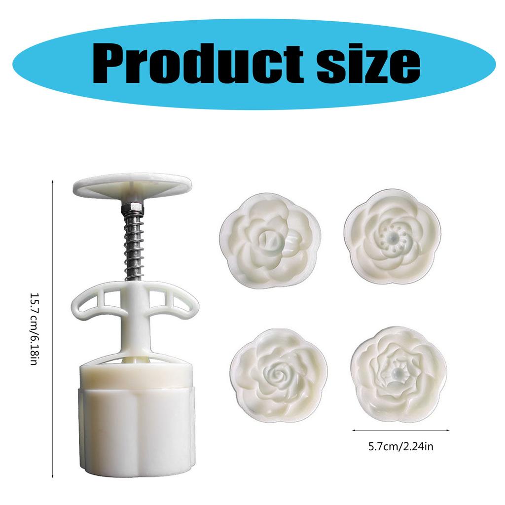 Festival poloviny podzimu Vykrajovátko na měsíční koláčky 3D květinový vzor Formičky na měsíční koláčky Razítko na sušenky Ruční lis Vykrajovátko na sušenky a dezerty