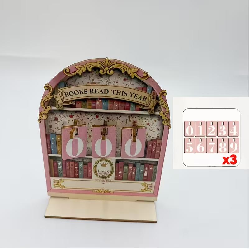 

Wooden Vintage Reading Tracker Track Up To 999 Books Features Exquisite Design With Nostalgic Aesthetic Perfect Desk Ornament
