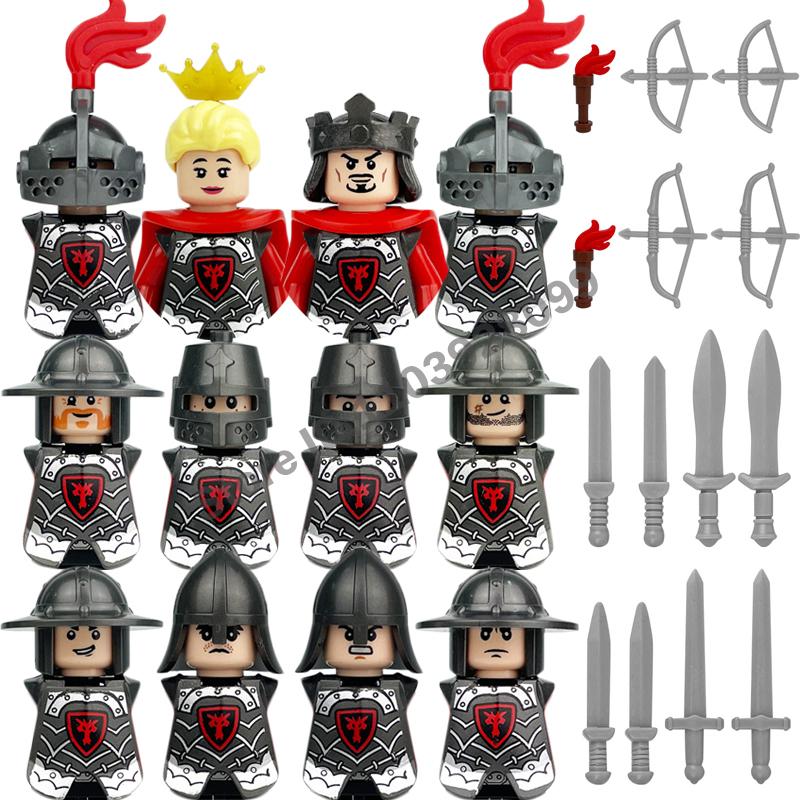 Medieval Military Building Blocks Roman Officer Soldier Knight Imperial Army Head Of State Elf Hunter Lion King War Horse Brick