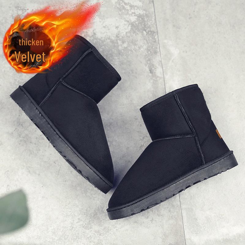 Winter Thick-Soled Snow Boots for Couples: Men's & Women's Warm, Cold-Resistant, Plus Velvet Cotton Shoes