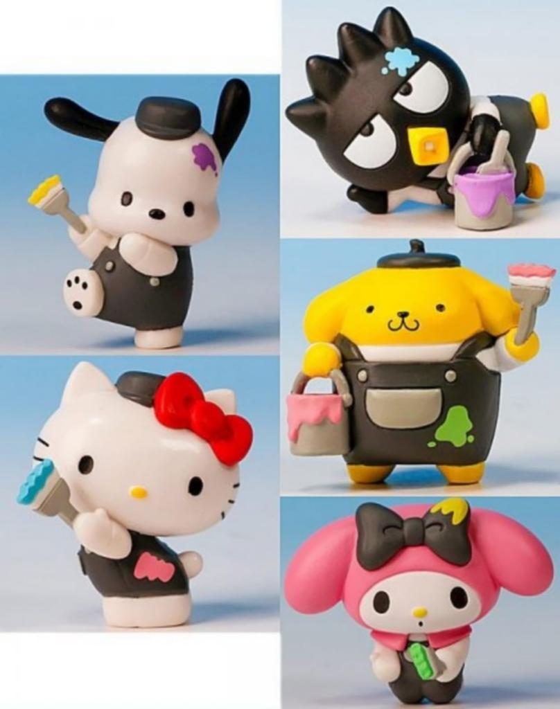 Sanrio Characters Paint Figure Cool Pop Ver. x Complete Set of 5, Gachapon Capsule Toy