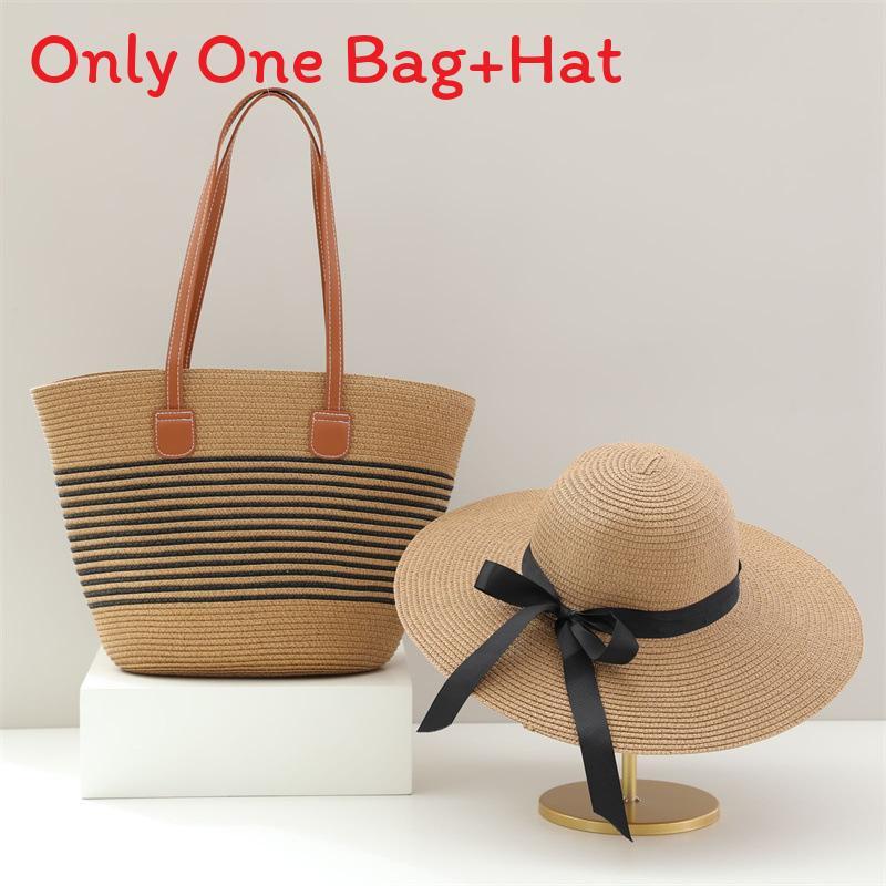 Straw Hat And Bag Set With Sun Protection For Outdoor Travel Casual Summer Adults