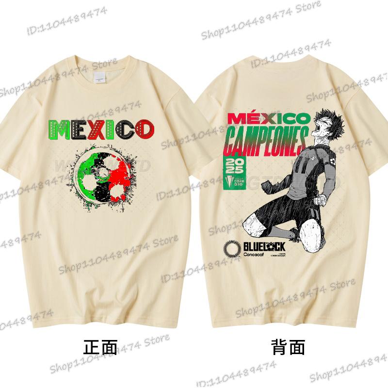 Anime Blue Lock T-shirt Harajuku Yoichi Isagi Fans Gifts Shirt Cotton Fashion Soccer Lover Tees Blue Lock Go Mexico Trend Tshirt