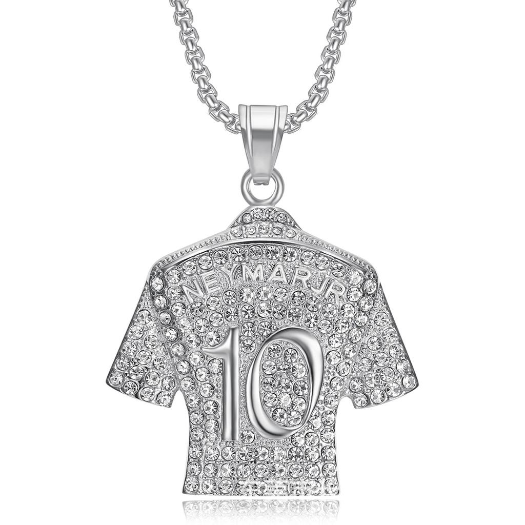 HNSP Rustfritt Stål Fotball Halskjede Anheng Full Zirkon Neymar 10 Drakt For Menn Gutt Fotballfans Zirkon Tilbehør Gaver