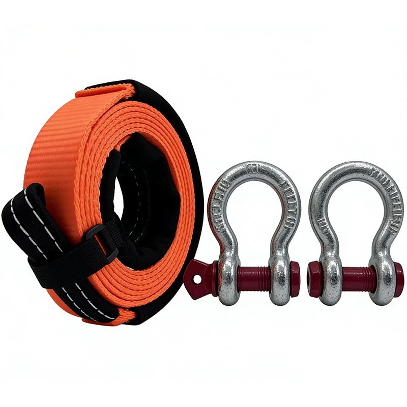 Heavy Duty Offroad Towing Straps Kit for Trucks Suv Utv Atv Tractor Car Jeep Kinetic Recovery Tow Rope Strap With Soft Shackles TS075