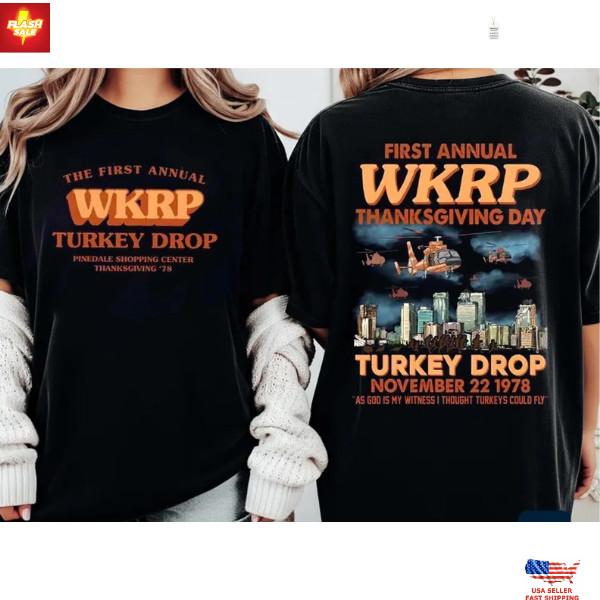 WKRP Shirt, Thanksgiving Day Turkey Drop 1978 Graphic Tee T-Shirt Unisex T-Shirt XXXL