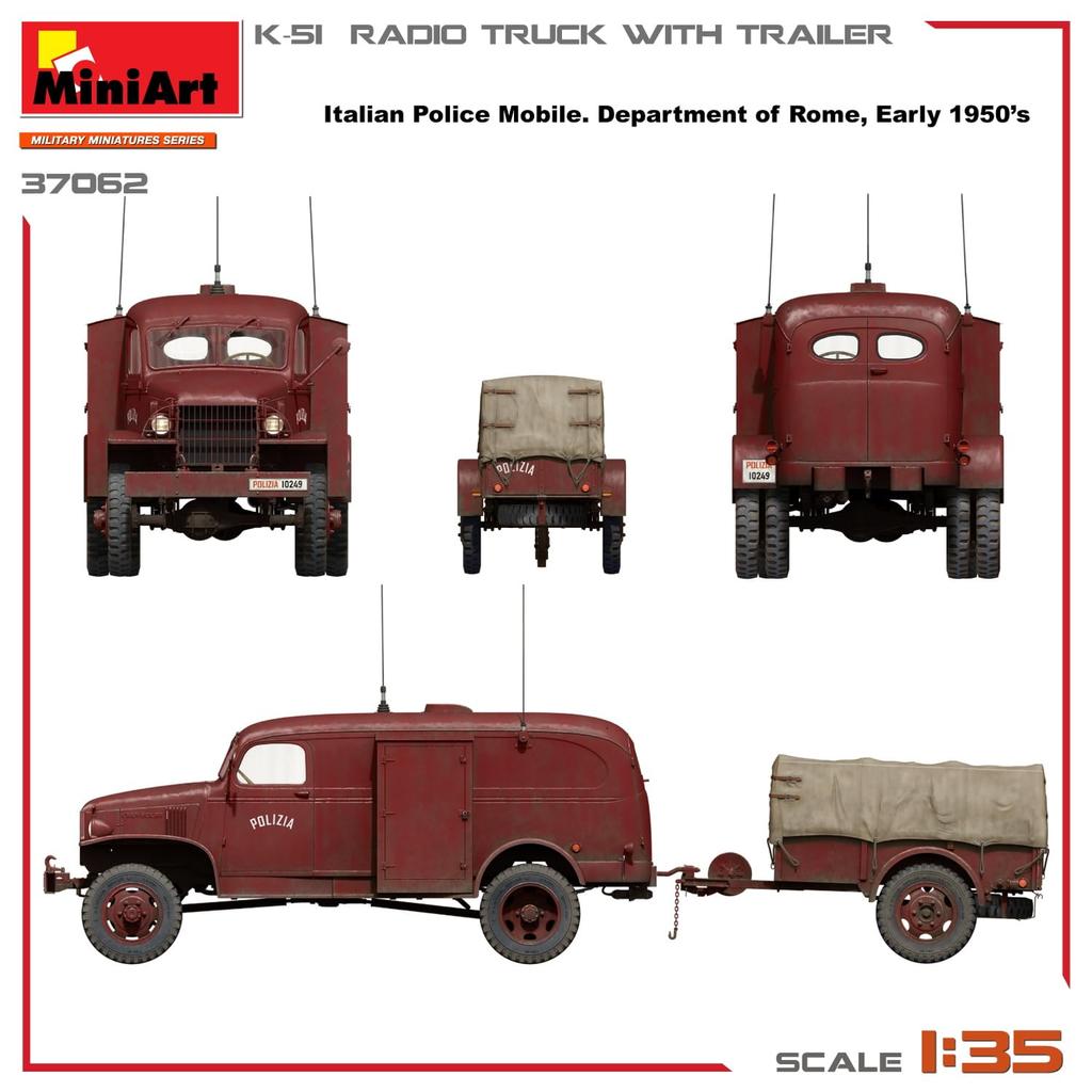 Miniart Communication Truck with Trailer Plastic Model MA37062 1/35 K-51